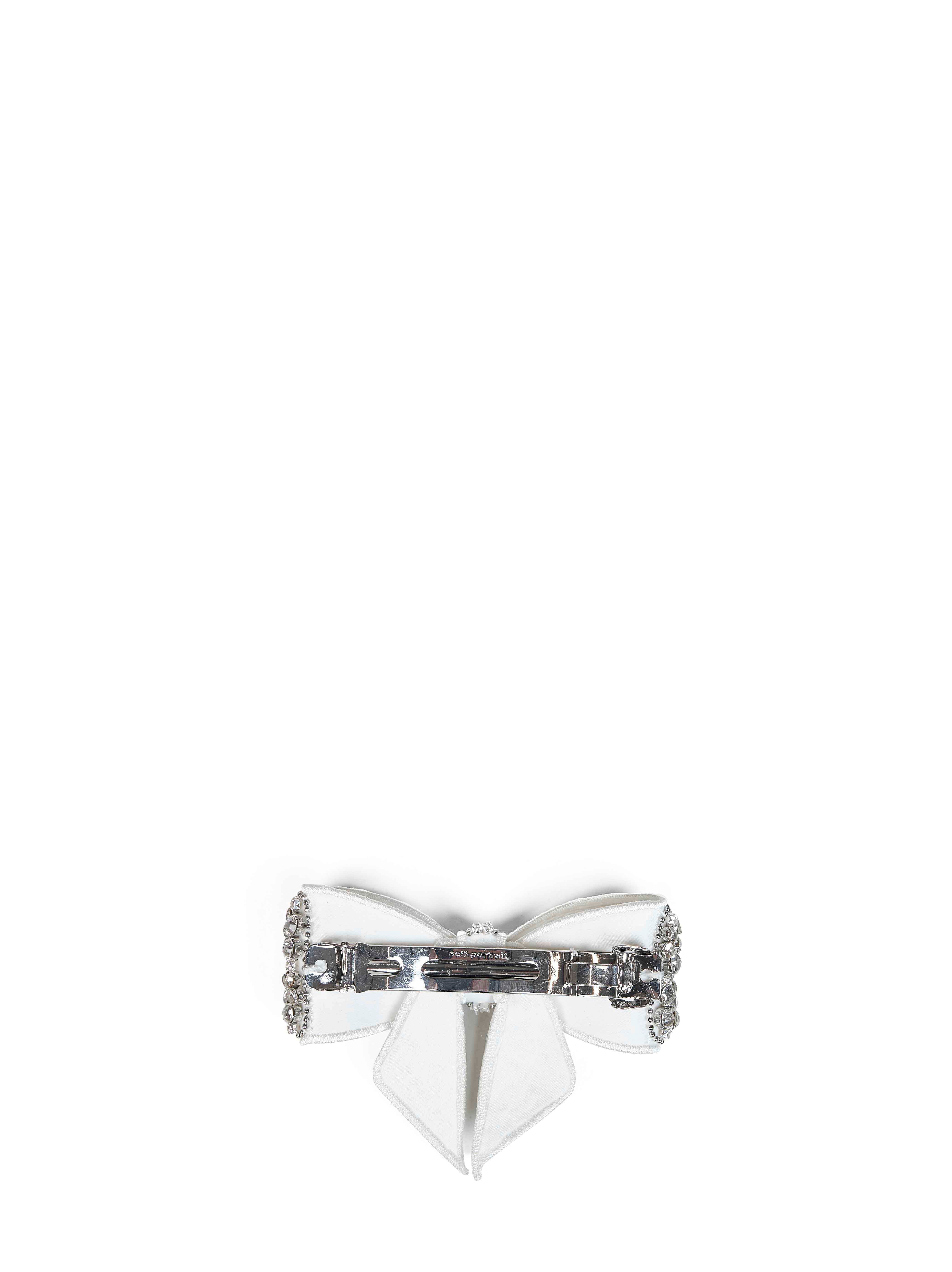 Self-Portrait Crystal-Embellished Bow Hair Clip — White, view 2