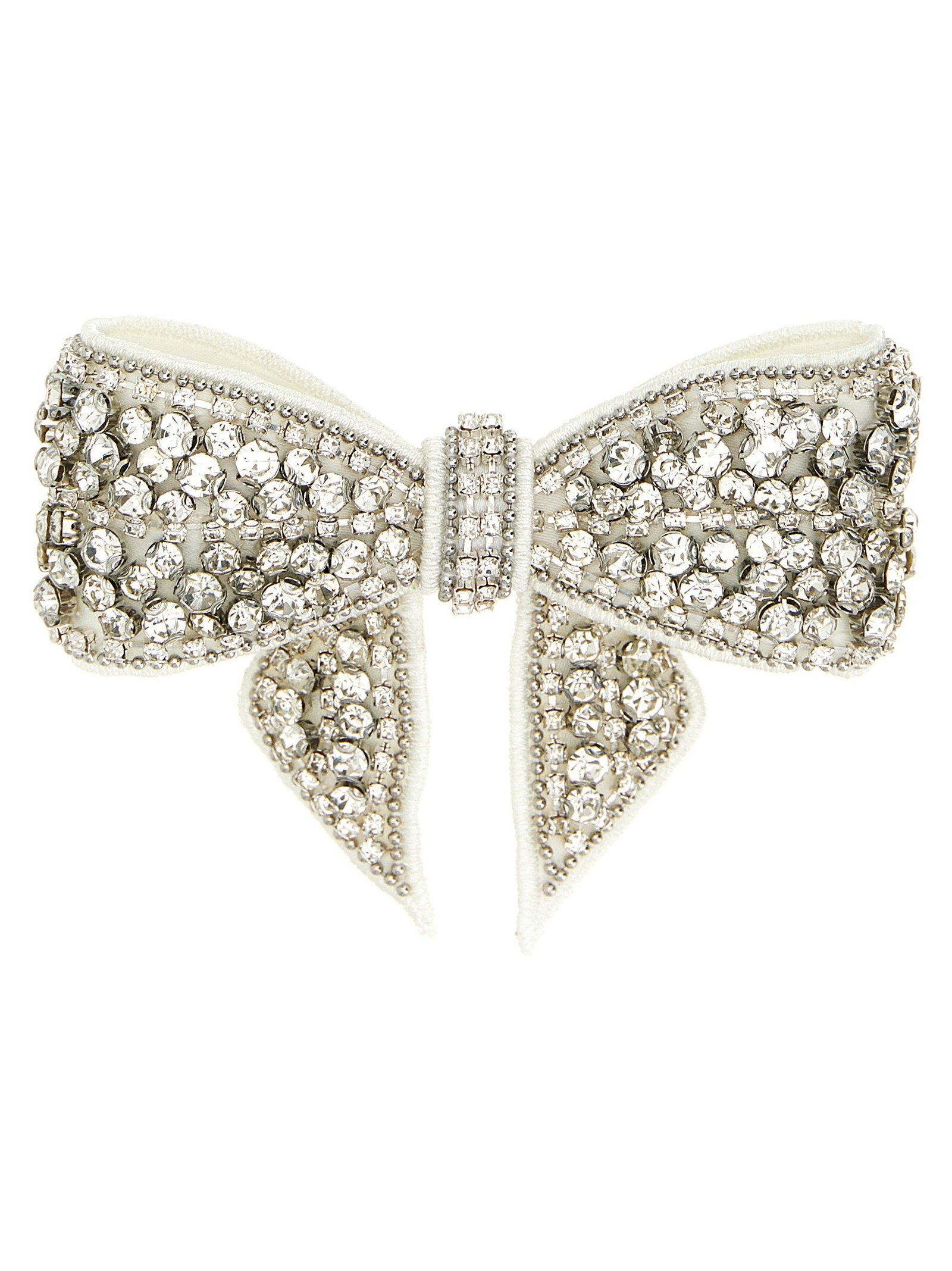 Self-Portrait Crystal-Embellished Bow Hair Clip — Ivory by Self-Portrait