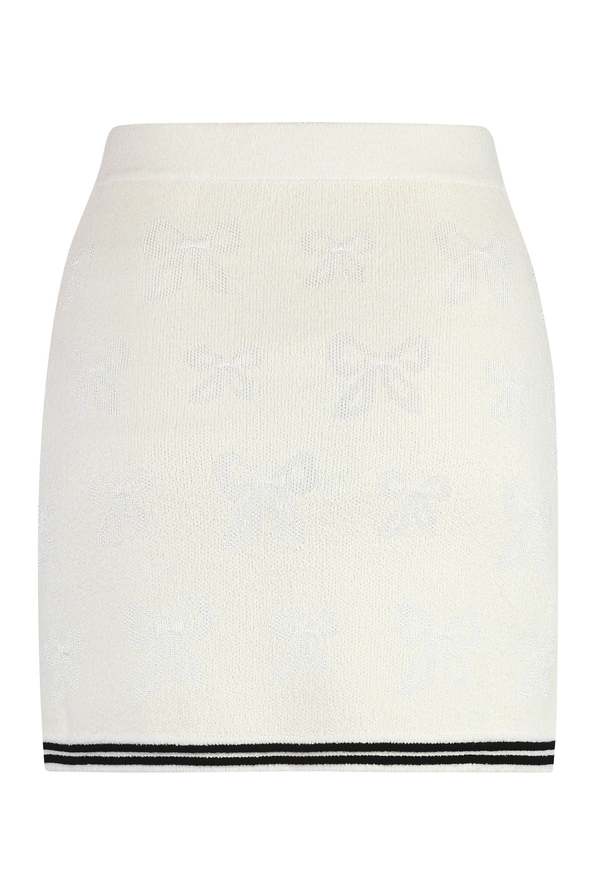 Self-Portrait Striped Knit Mini Skirt — Beige, view 2