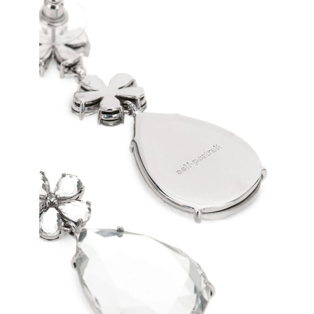 Self-Portrait Silve Drop Earrings — Silver, view 3
