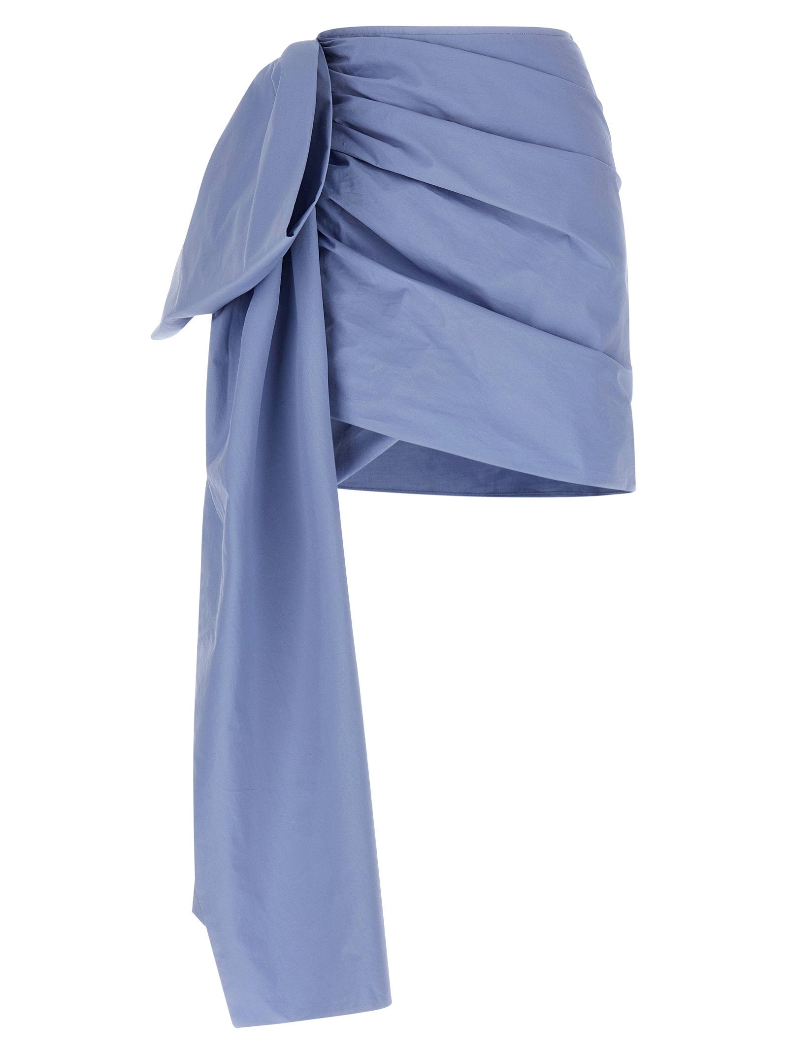 Self-Portrait Tie-Side Cotton Skirt — Blue by Self-Portrait