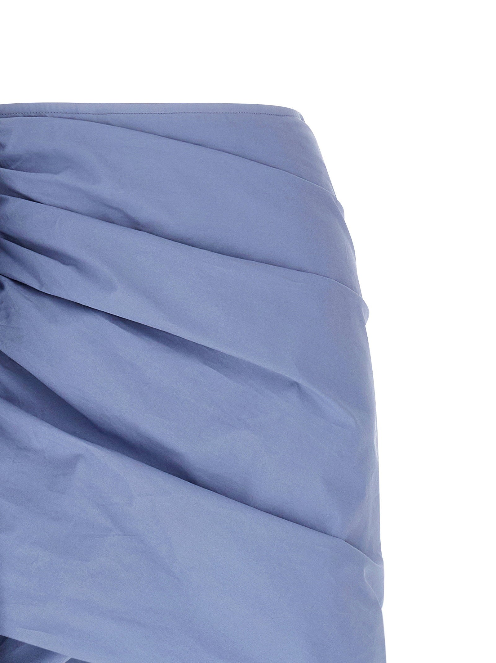 Self-Portrait Tie-Side Cotton Skirt — Blue, view 3