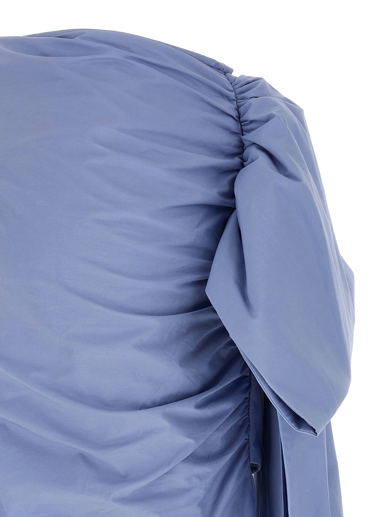 Self-Portrait Tie-Side Cotton Skirt — Blue, view 4