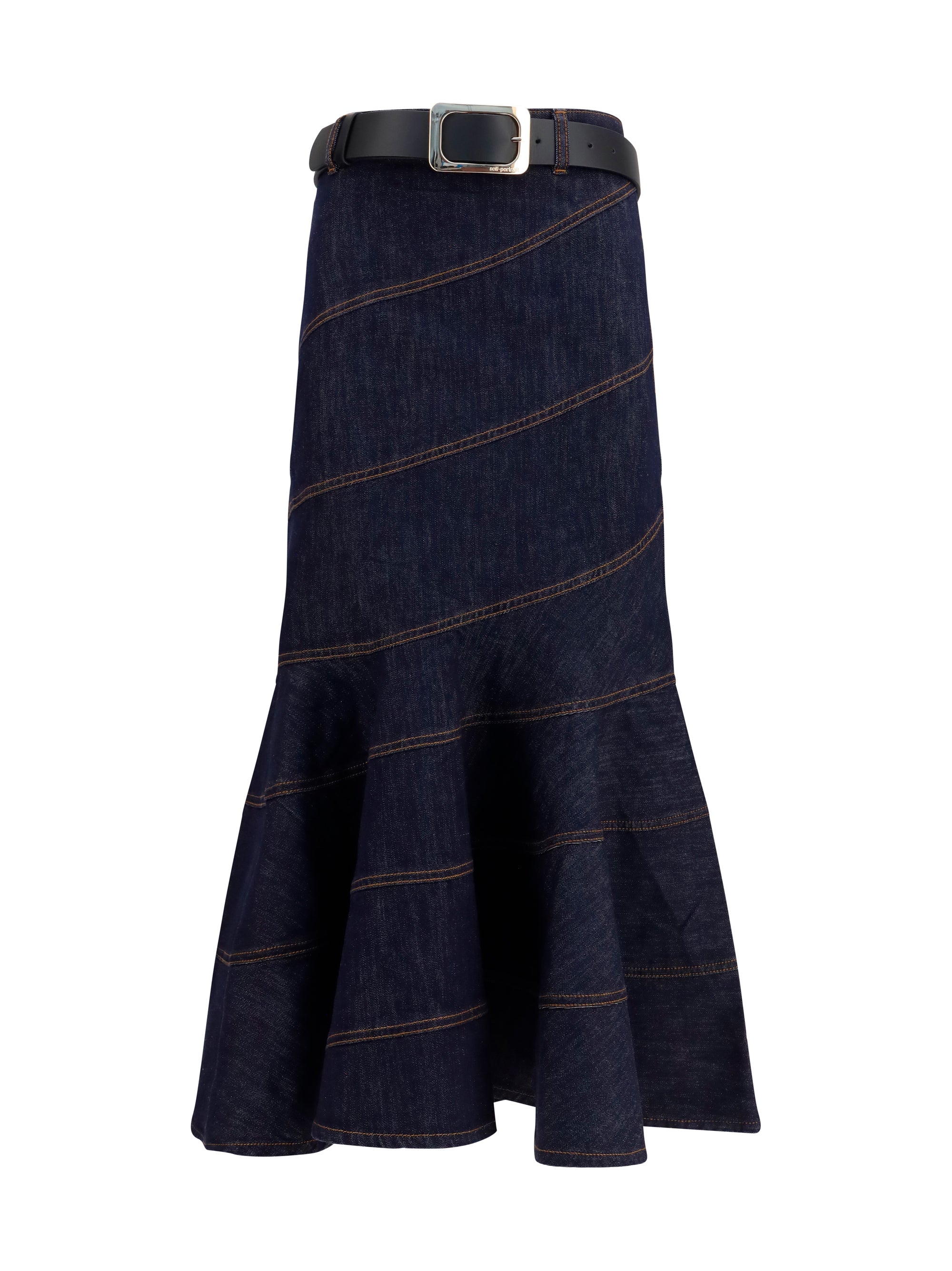 Self-Portrait Denim Mermaid Skirt — Navy by Self-Portrait
