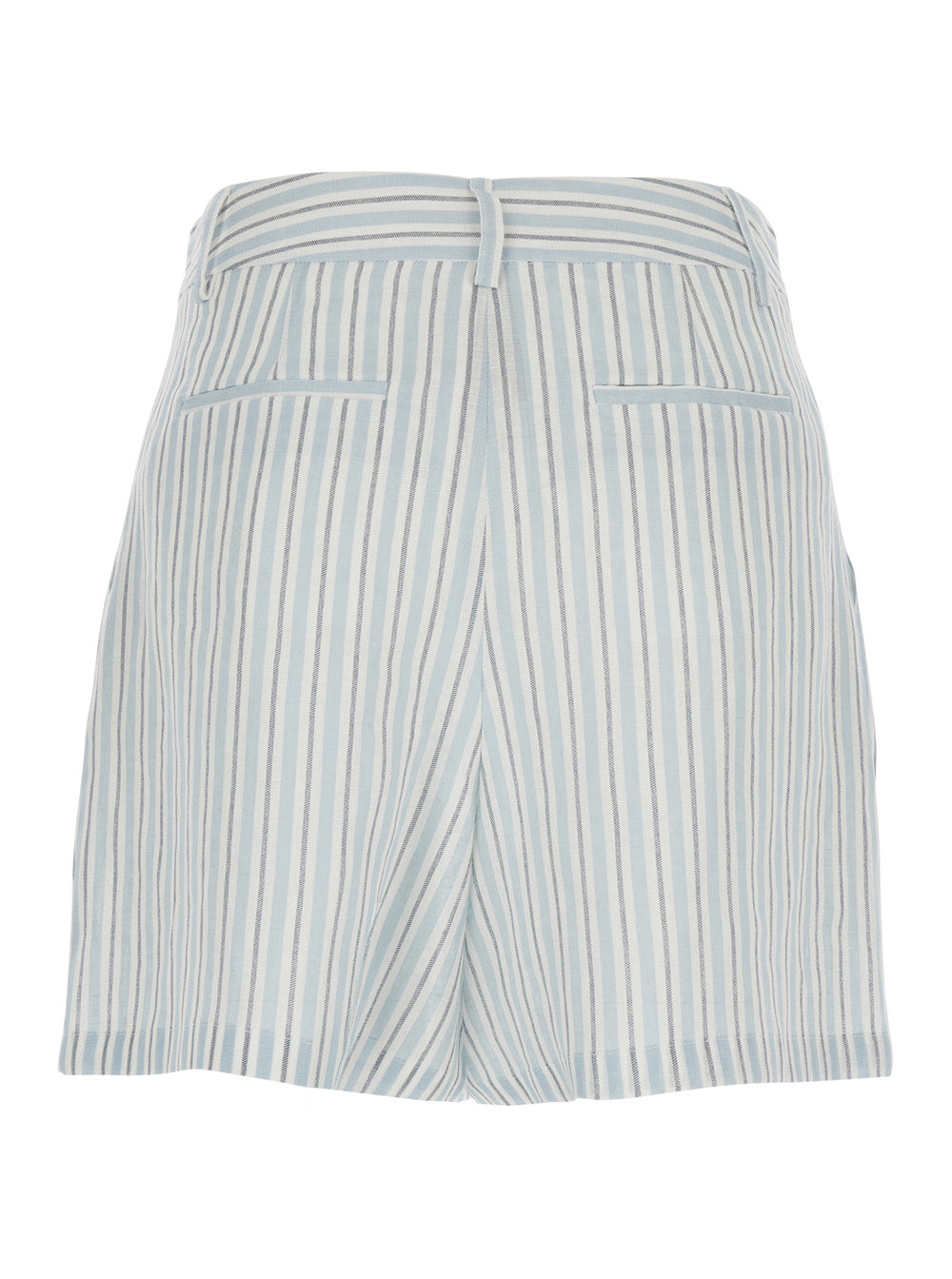 Semicouture Striped Linen Bermuda Shorts — Blue, view 2