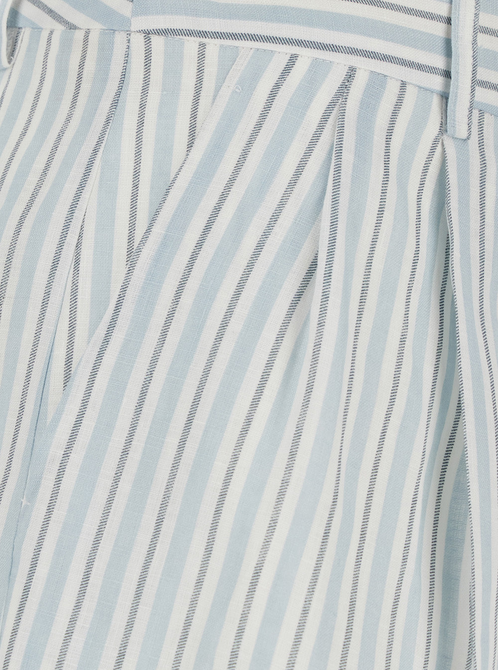 Semicouture Striped Linen Bermuda Shorts — Blue, view 3