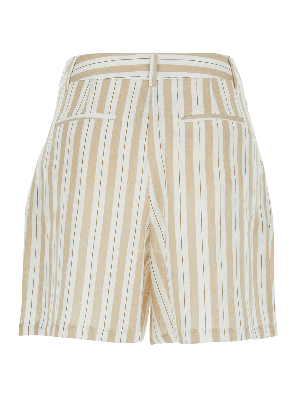 Semicouture Striped Linen Bermudas — Beige, view 2