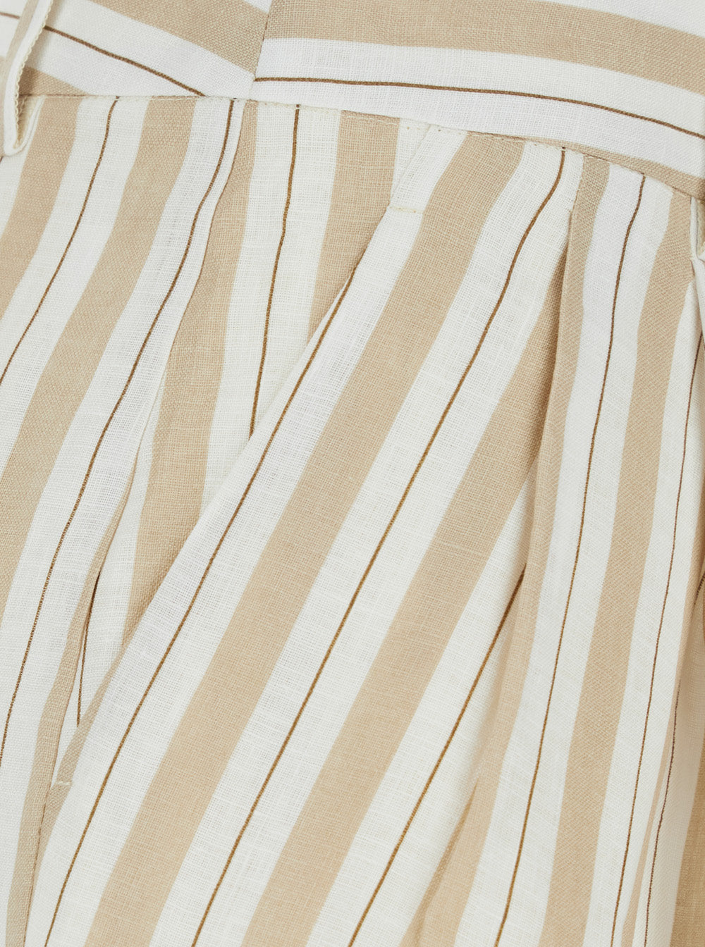 Semicouture Striped Linen Bermudas — Beige, view 3