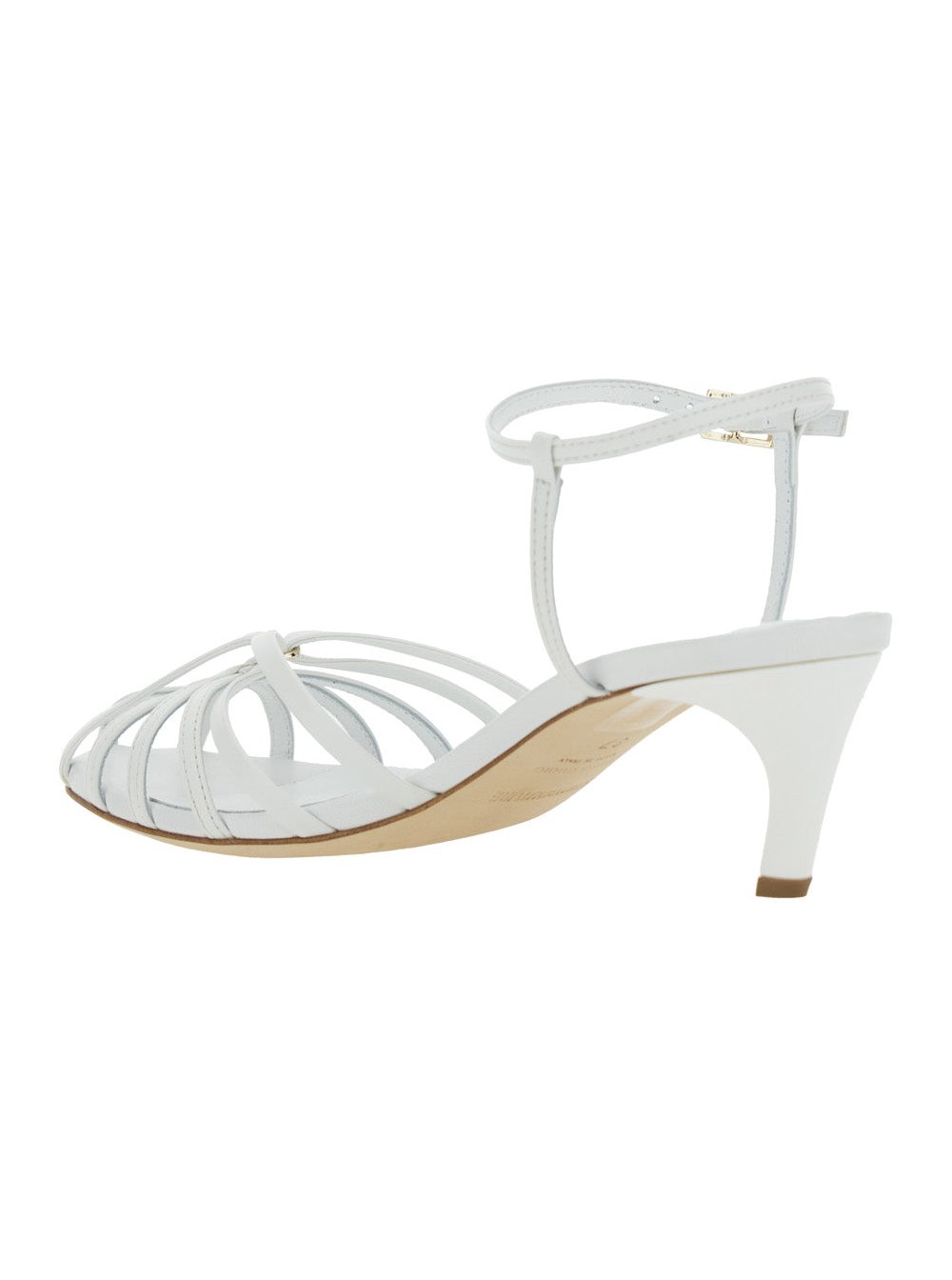 Semicouture Cage Design Heel Sandal — White, view 3