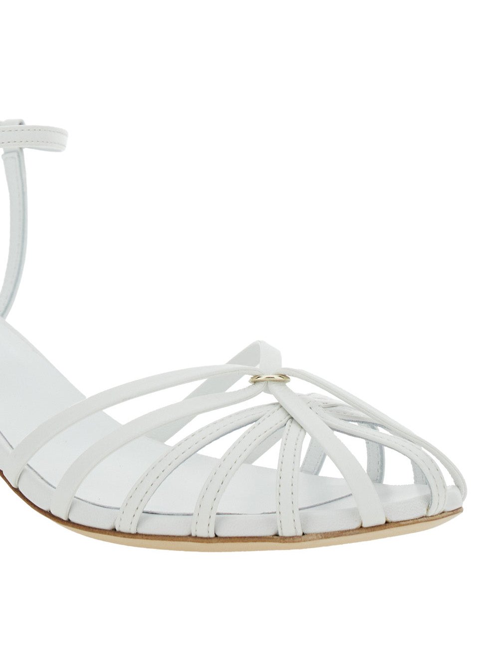 Semicouture Cage Design Heel Sandal — White, view 4