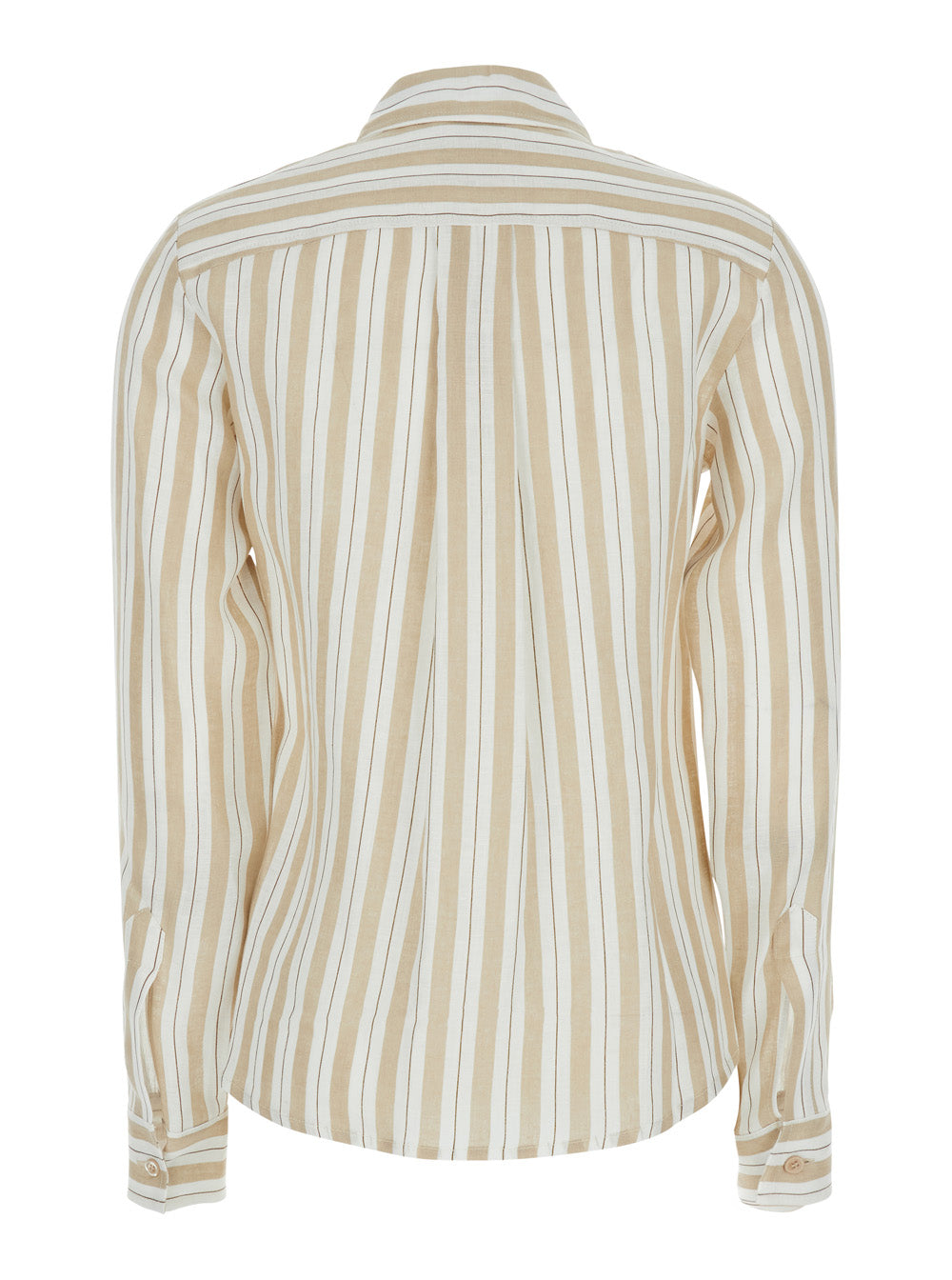 Semicouture Striped Linen Shirt — Beige, view 2