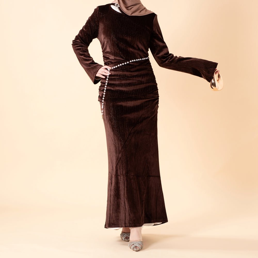 Shimmer Velvet Ruched Mermaid Gown(MA358), view 3