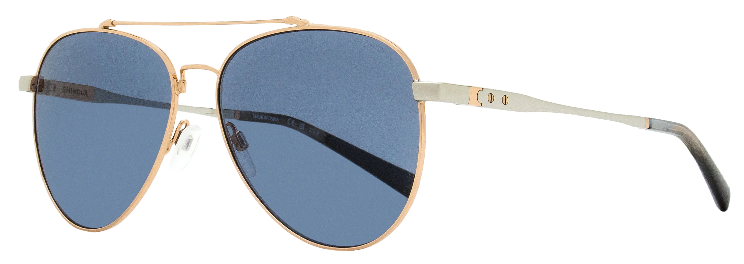 Shinola SH2101SL Pilot Double Bridge Sunglasses — Gold by Shinola