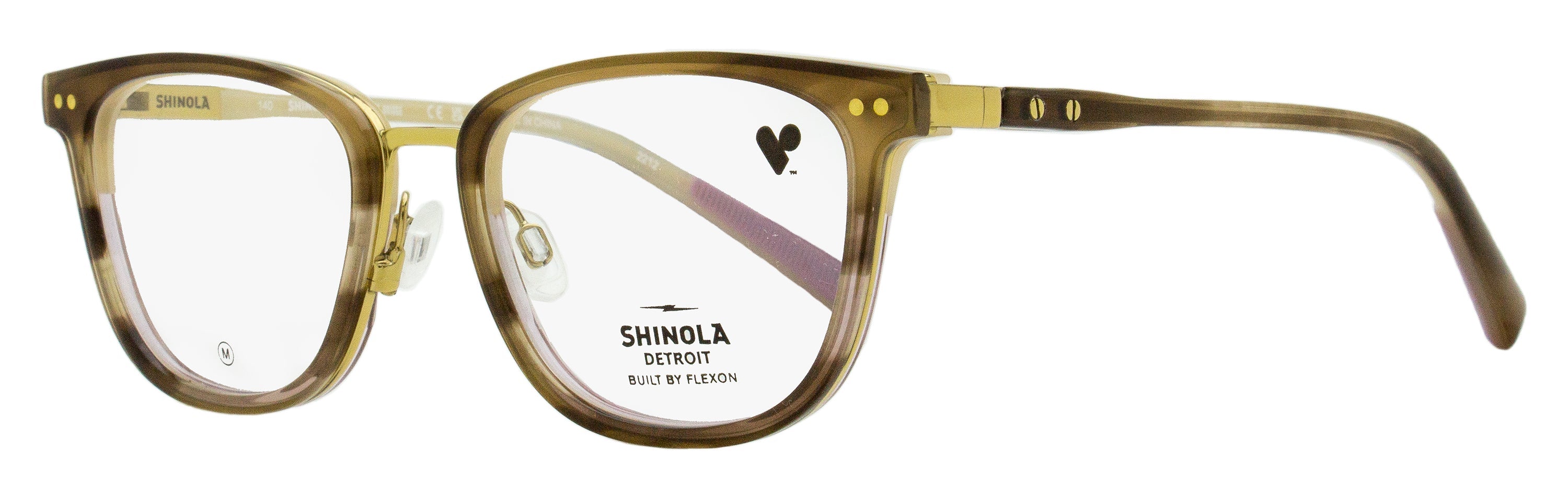 Shinola SH27000 Memory Metal Acetate Eyeglasses — Brown by Shinola