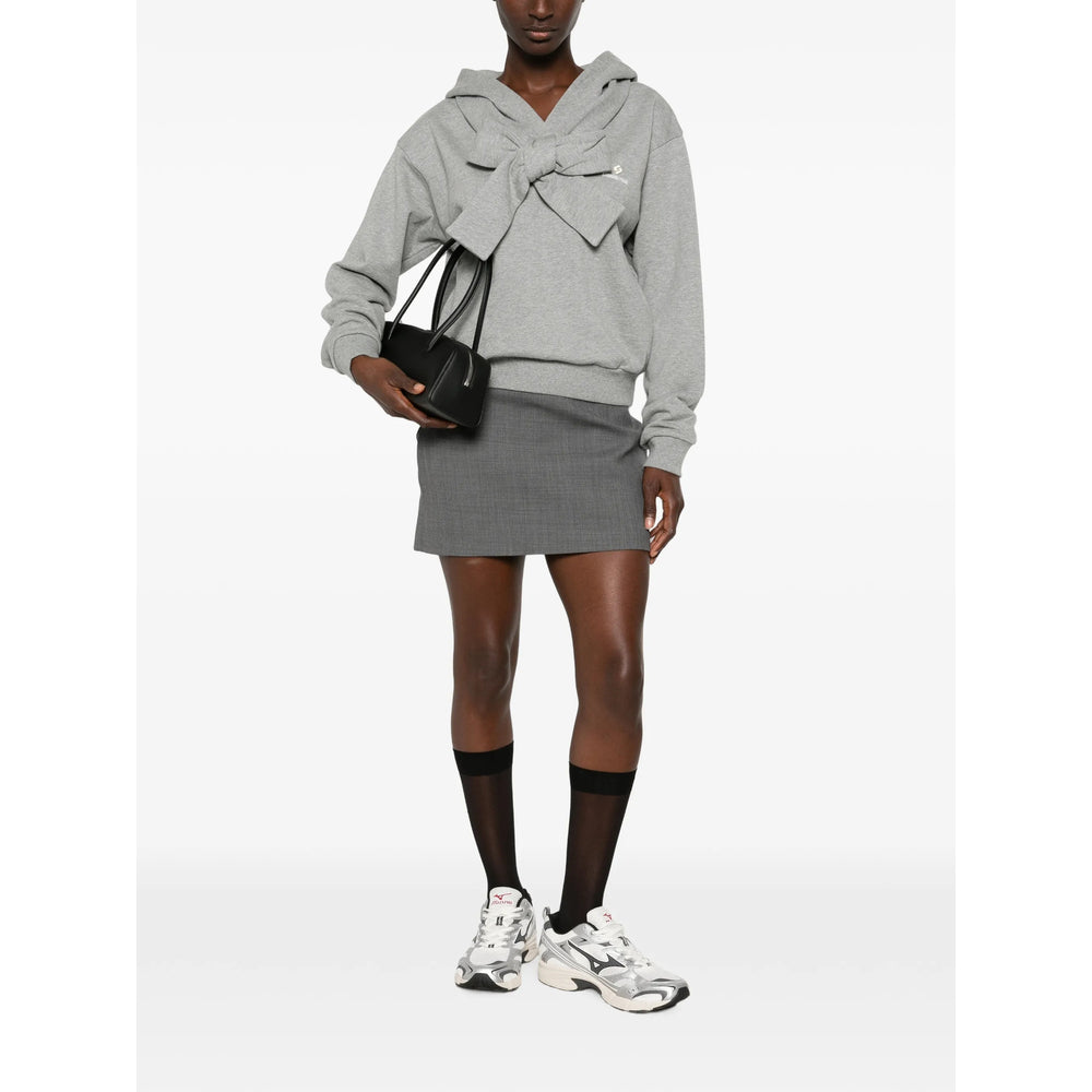 Shushu/Tong V-Neck Cotton Hoodie — Grey, view 2