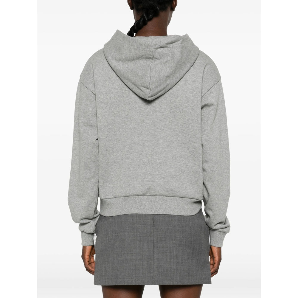 Shushu/Tong V-Neck Cotton Hoodie — Grey, view 3