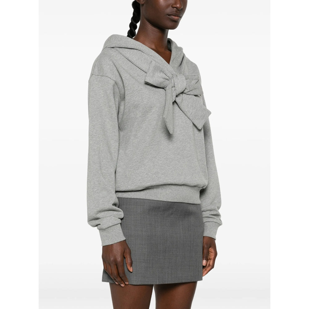 Shushu/Tong V-Neck Cotton Hoodie — Grey, view 5