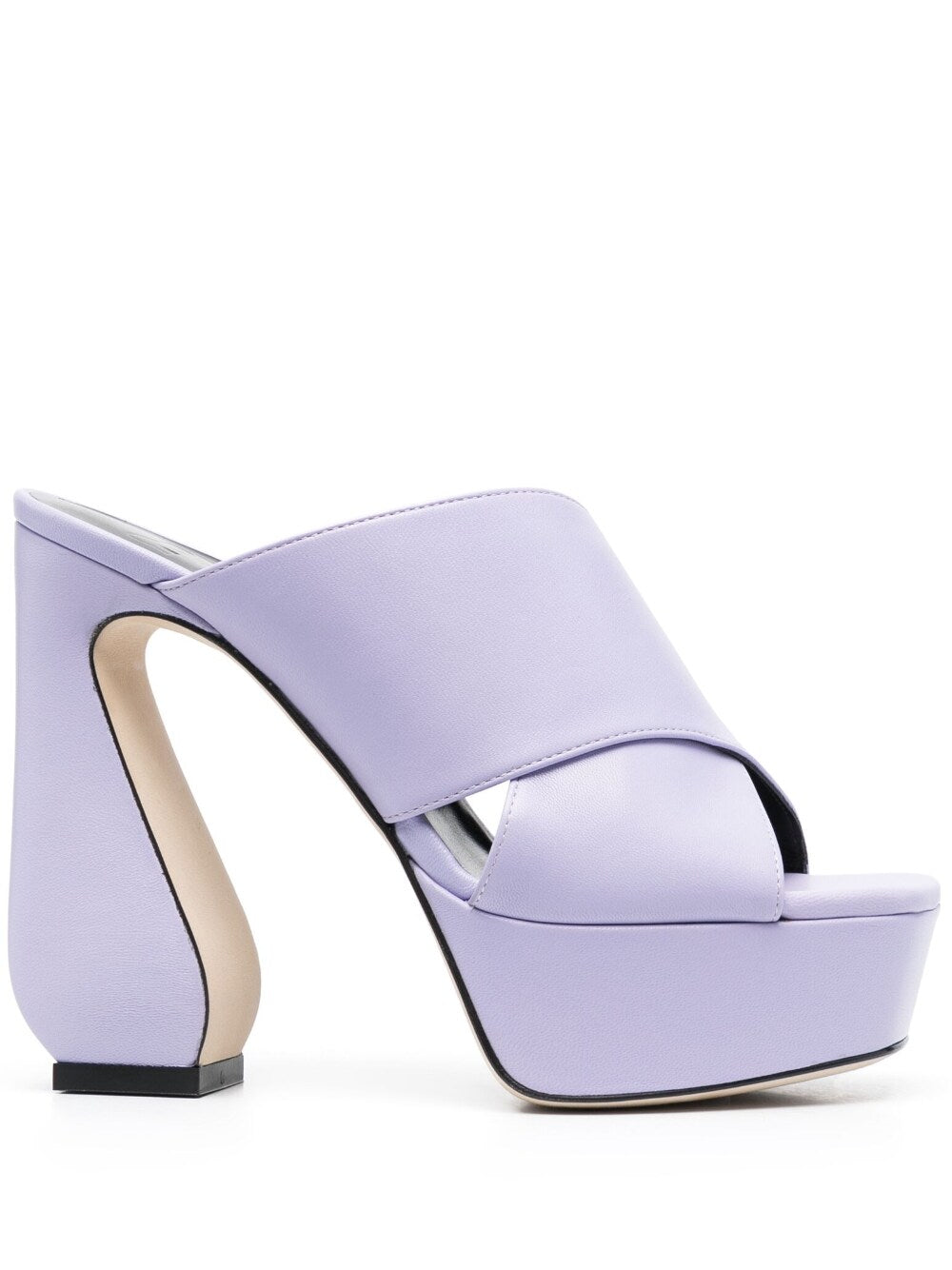 Si Rossi Platform Leather Heel Mule — Lilac by Si Rossi
