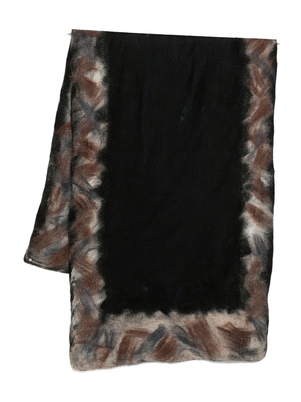 SILVANA MANETTI Cashmere-Silk Blend with Jagged Edges Scarf — Black by SILVANA MANETTI