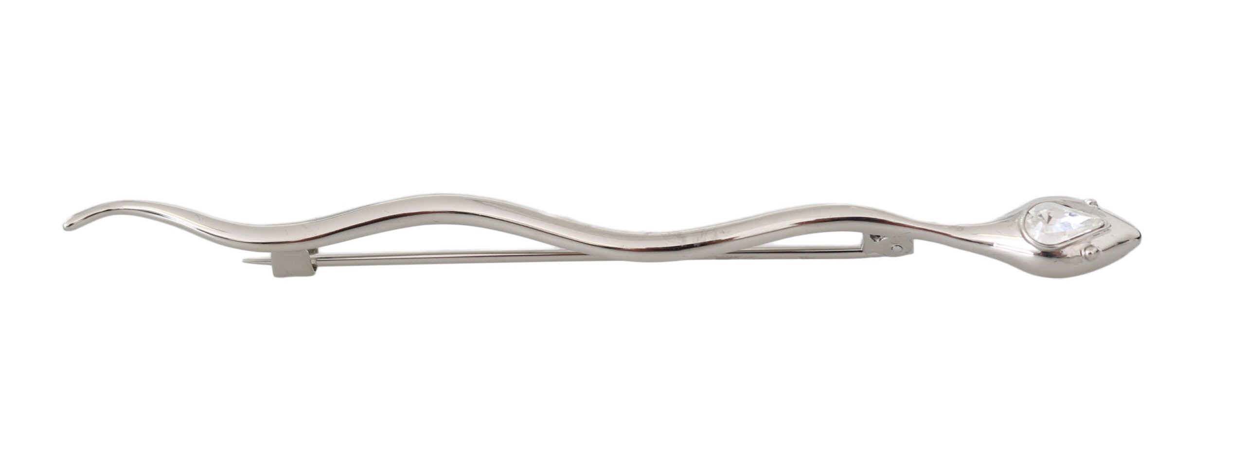 Silver Brass Crystal Spilla Serpente Mens Brooch Pin Accessory by Dolce Gabbana