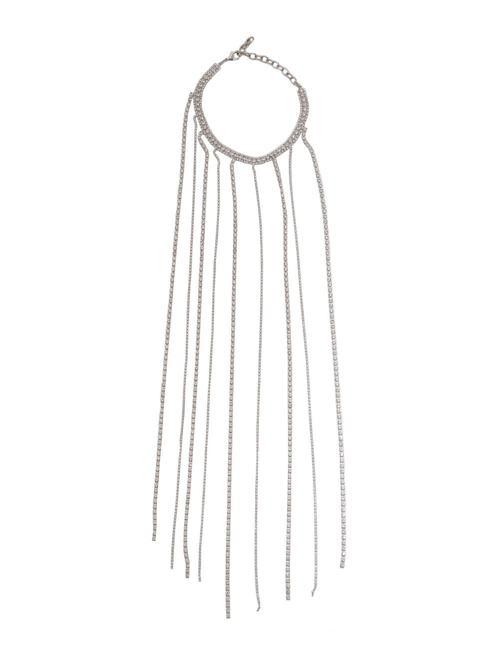 Silvia Gnecchi Glass Crystal Fringe Necklace — Silver by Silvia Gnecchi