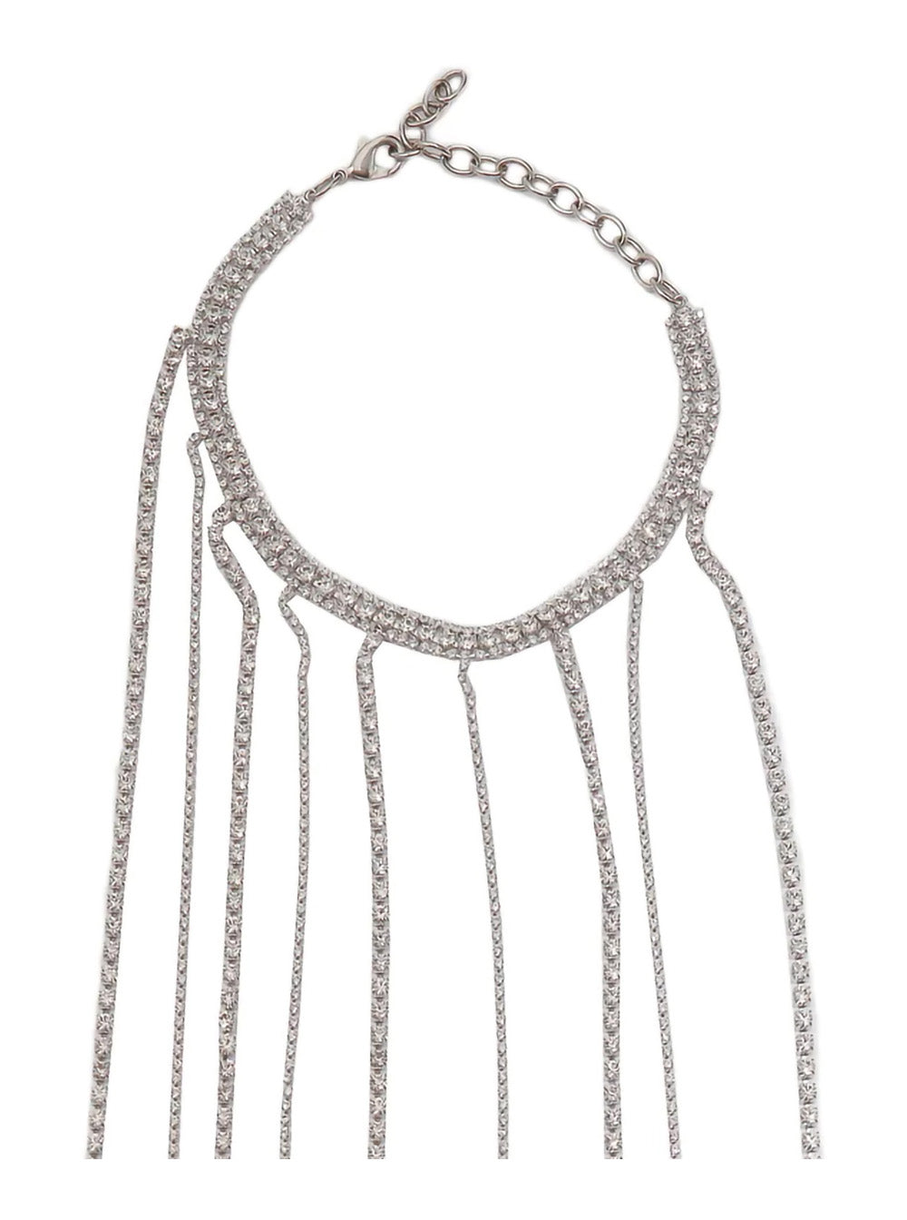 Silvia Gnecchi Glass Crystal Fringe Necklace — Silver, view 2