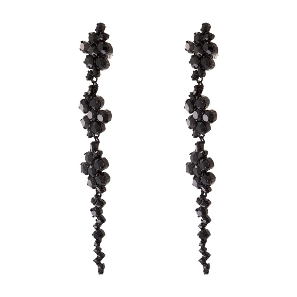 Simone Rocha Floral Black Pearl Drop Earrings — Black, view 2