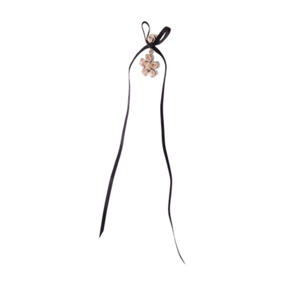 Simone Rocha Daisy-Charm Ribbon Earrings — Pink, view 2