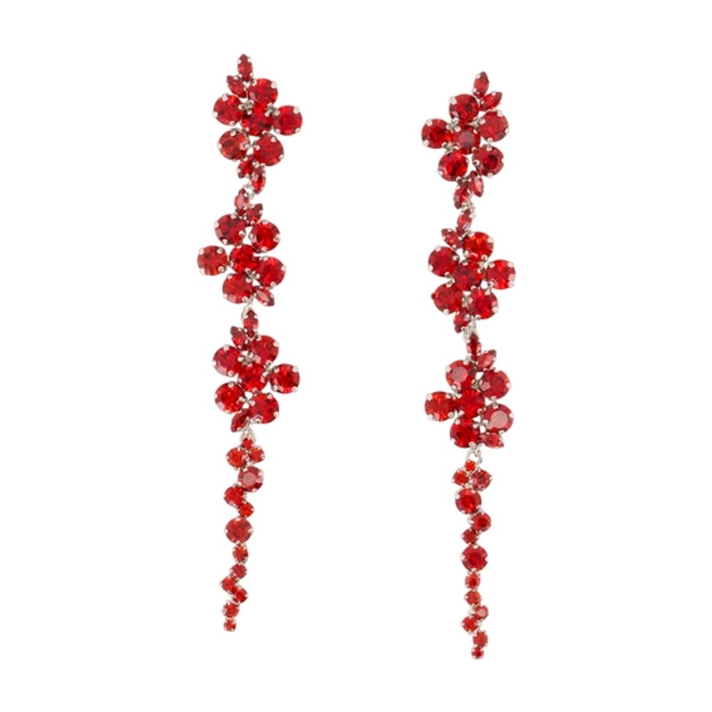 Simone Rocha Floral Synthetic Pearl Earrings — Red by Simone Rocha