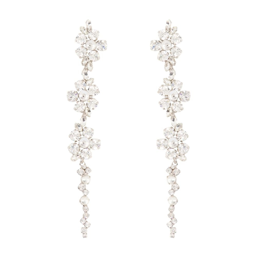 Simone Rocha Floral Crystal and Pearl Drop Earrings — White by Simone Rocha