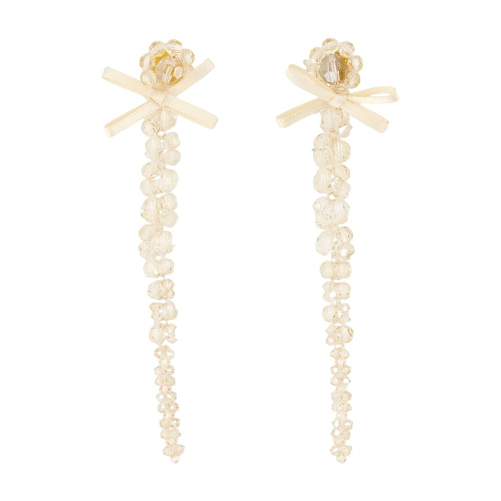 Simone Rocha Crystal Bow Drip Earrings — Yellow, view 2