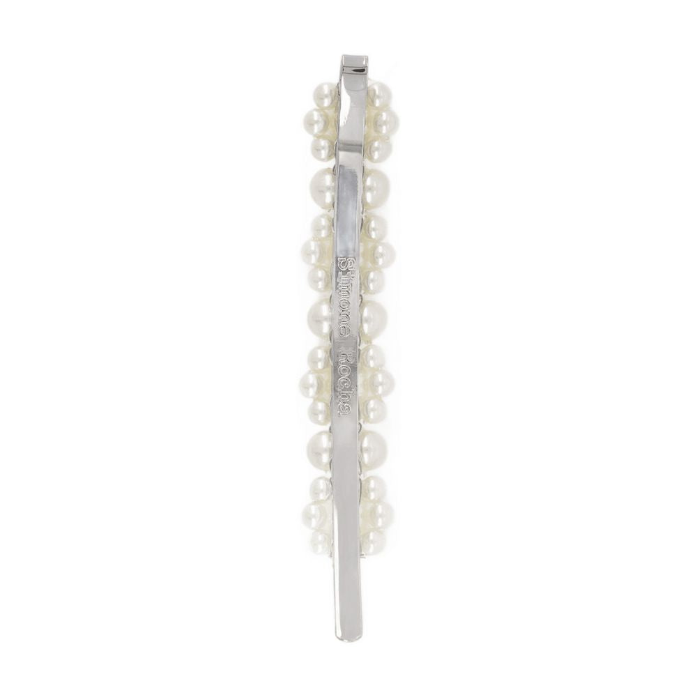 Simone Rocha Pearl-Beaded Flower Hair Clip — White, view 2
