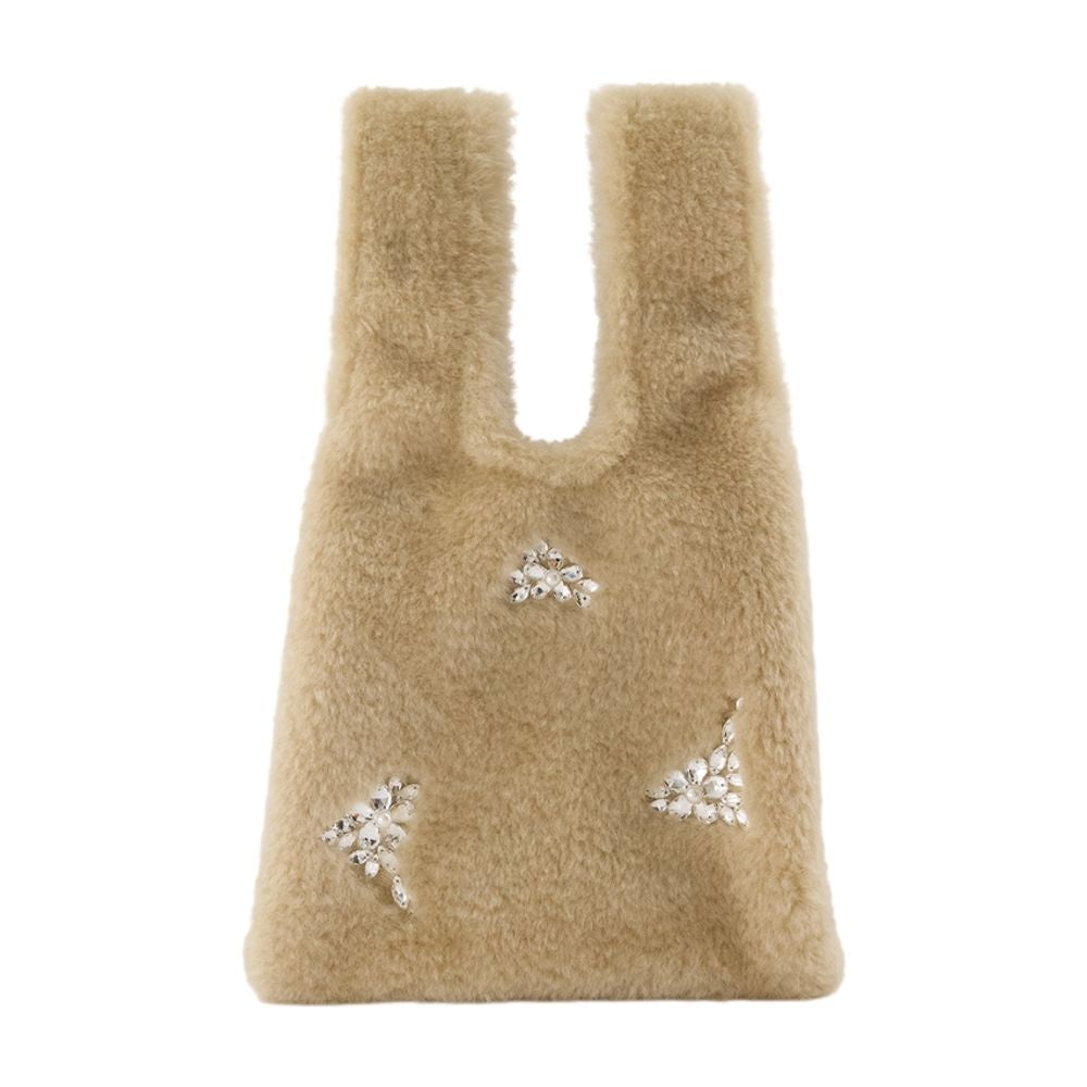 Simone Rocha Crystal-Embellished Faux Fur Mini Bag — Beige by Simone Rocha