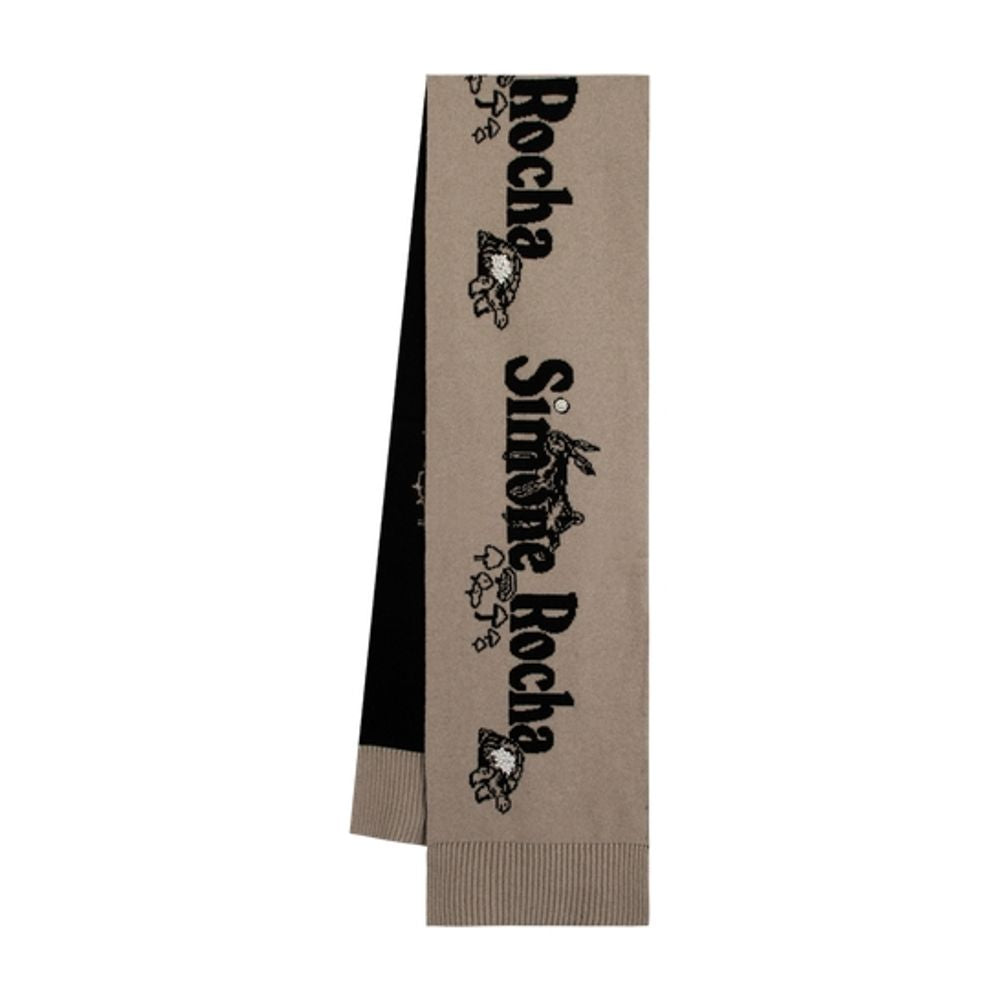 Simone Rocha Beaded Logo Scarf — Beige by Simone Rocha