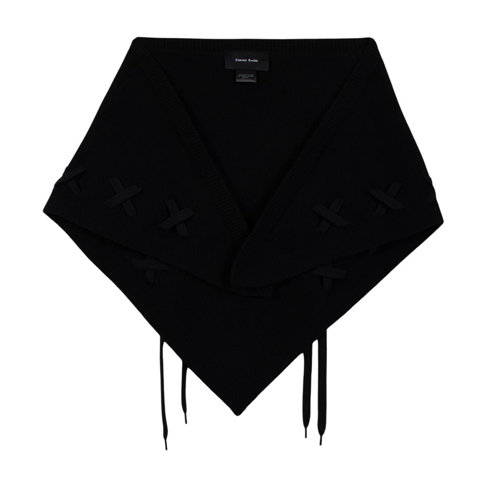 Simone Rocha Merino Wool Lace-Up Scarf — Black by Simone Rocha