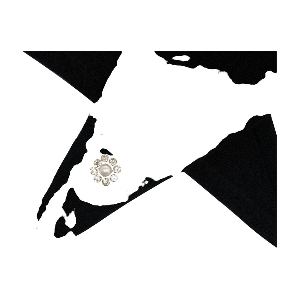 Simone Rocha Cashmere Neckerchief with Pearl Embroidery Scarf — Black by Simone Rocha