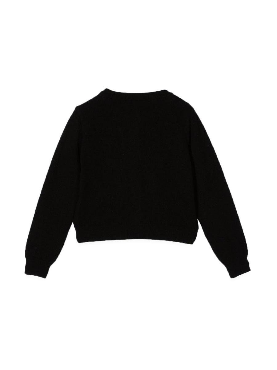 Simonetta Wool-Cashmere Cardigan — Black, view 2