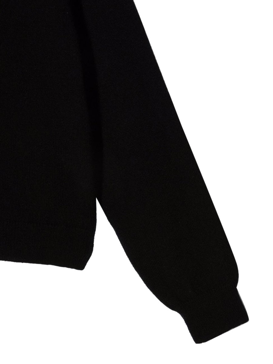 Simonetta Wool-Cashmere Cardigan — Black, view 3