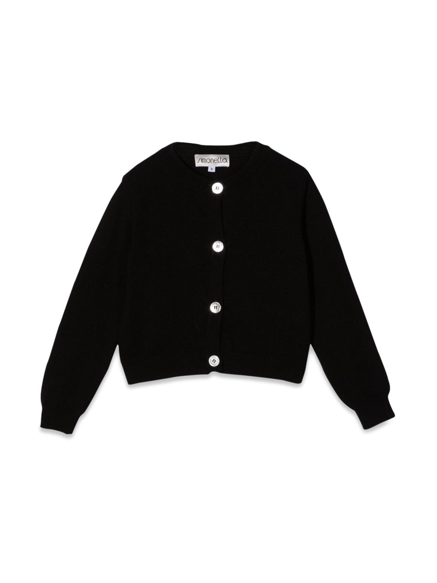 Simonetta Wool-Cashmere Cardigan — Black, view 4