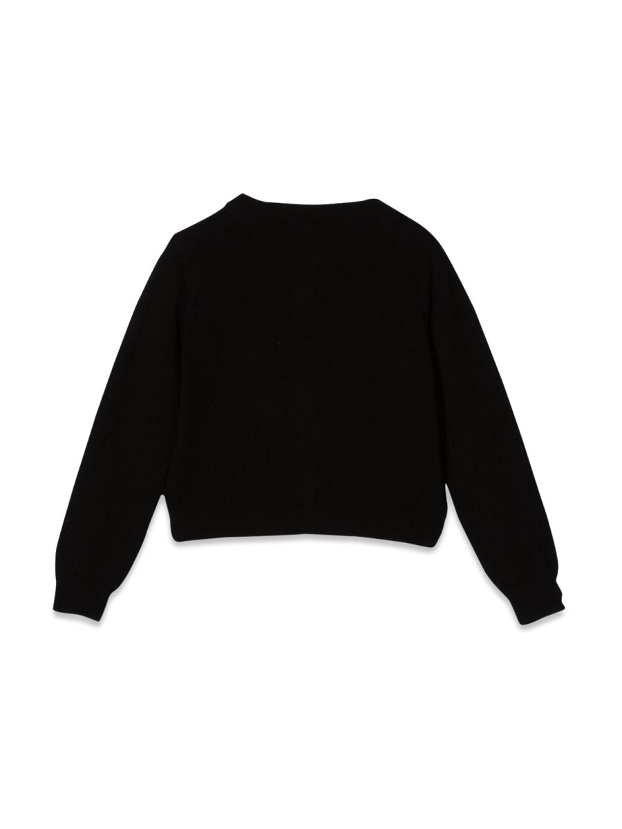 Simonetta Wool-Cashmere Cardigan — Black, view 5