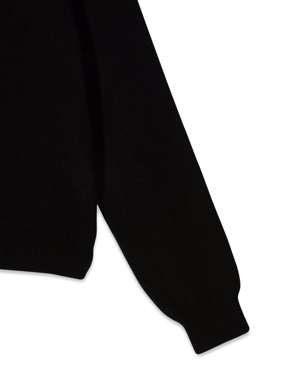Simonetta Wool-Cashmere Cardigan — Black, view 6