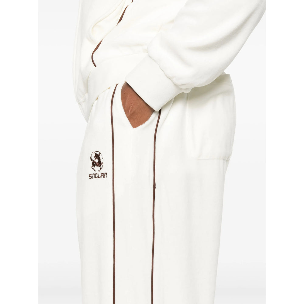 Sinclair Velour Track Pants — White, view 2