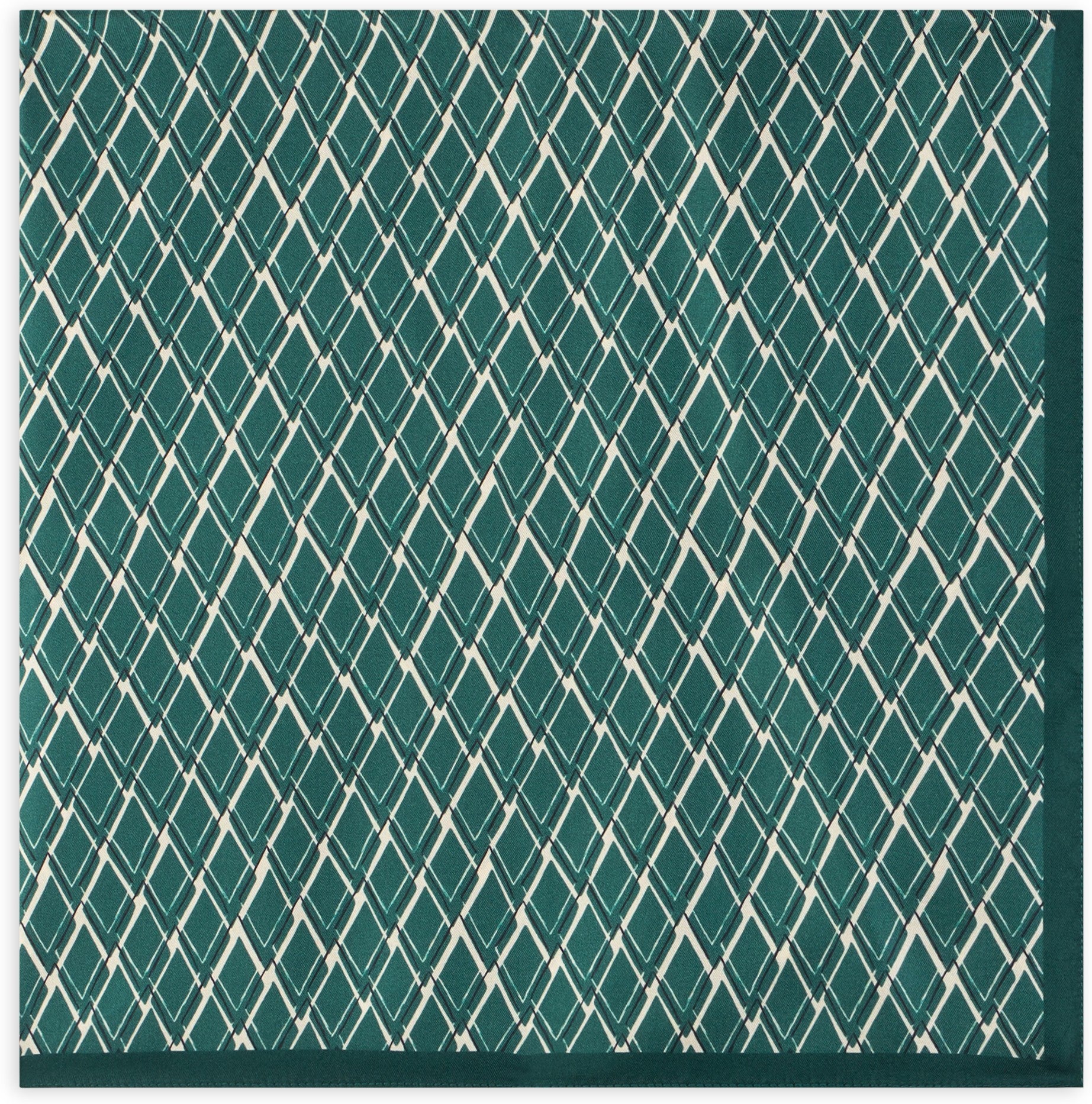 Slowear Geometric Silk Scarf — Green, view 2