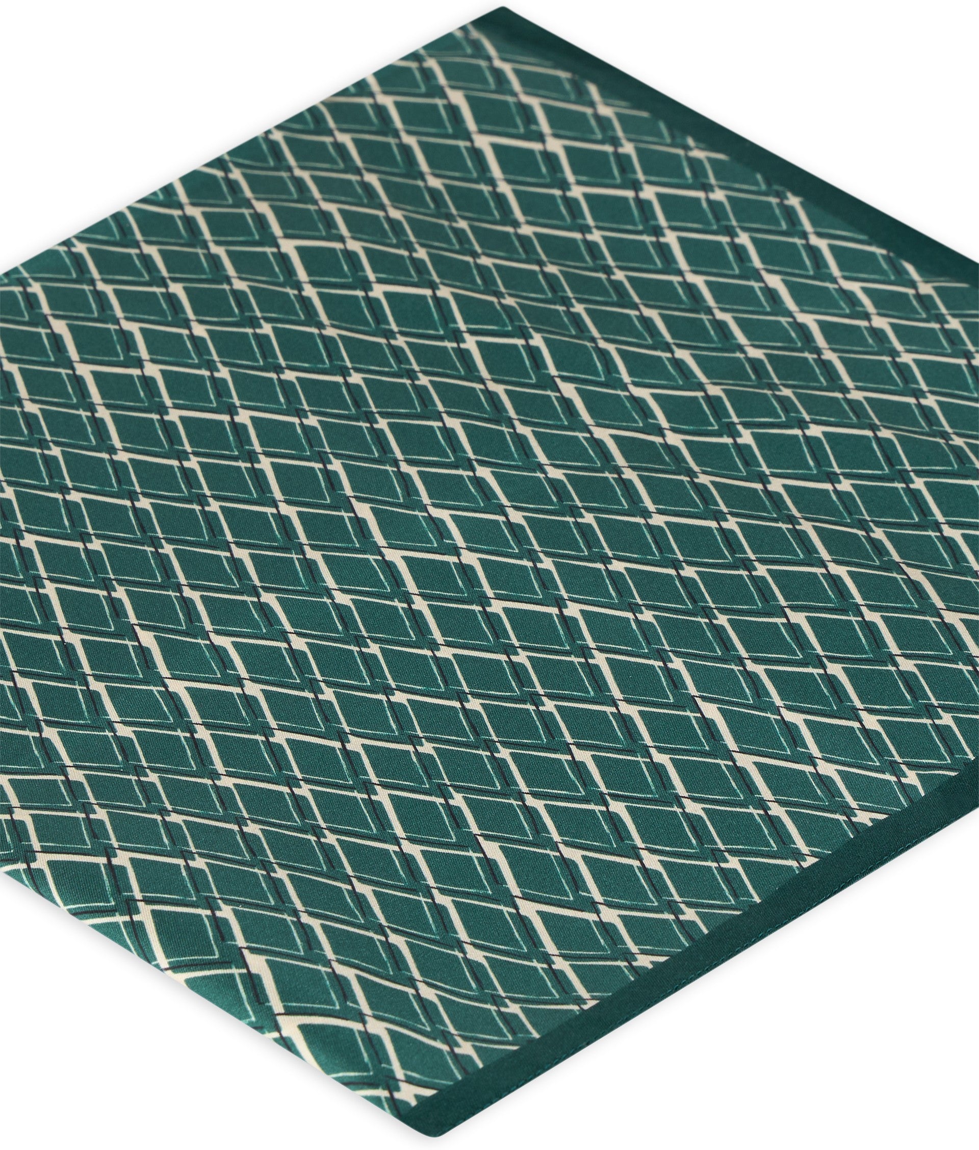 Slowear Geometric Silk Scarf — Green, view 3