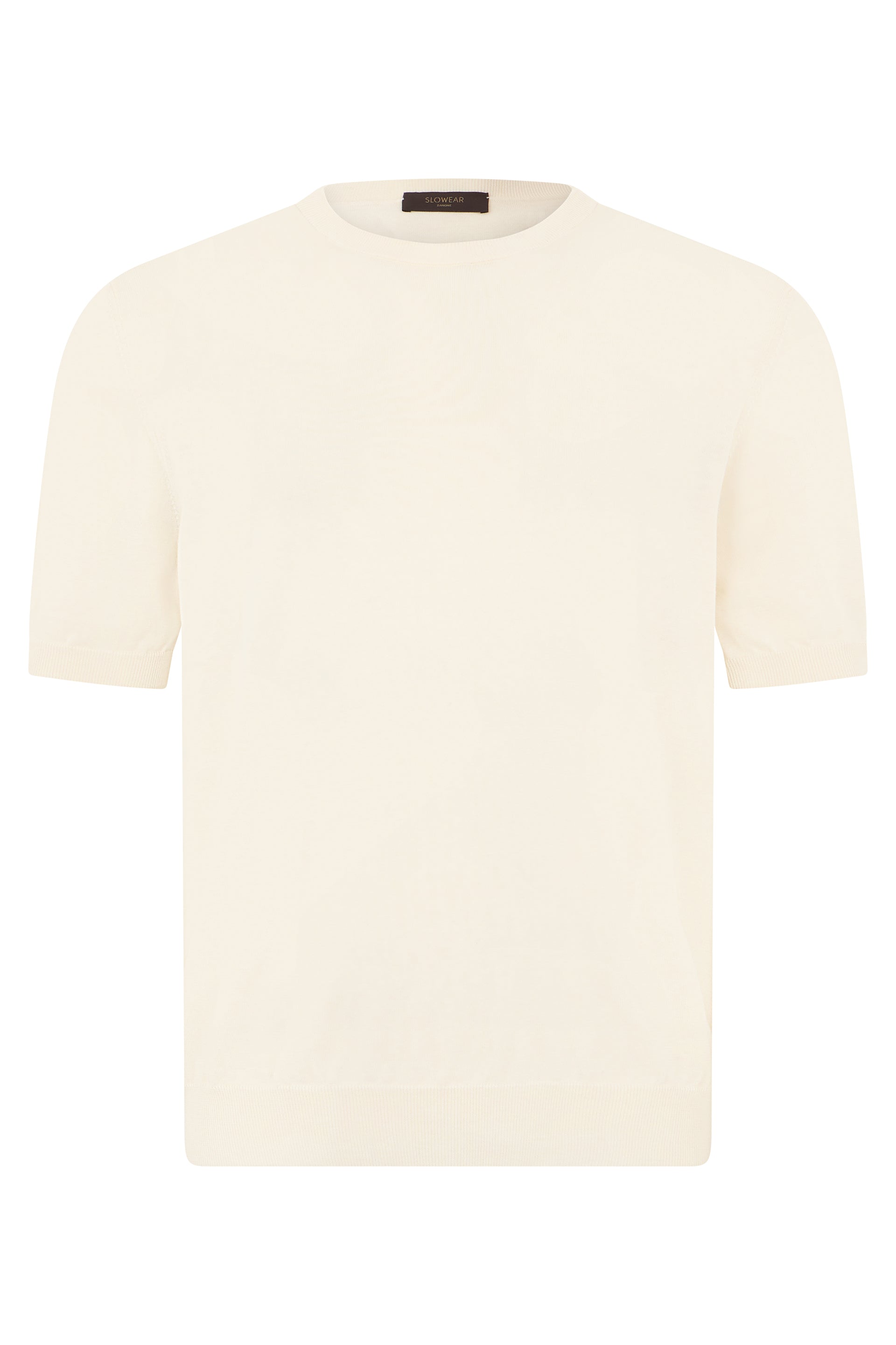 Slowear Short-Sleeve Cotton Sweater — Ivory by Slowear