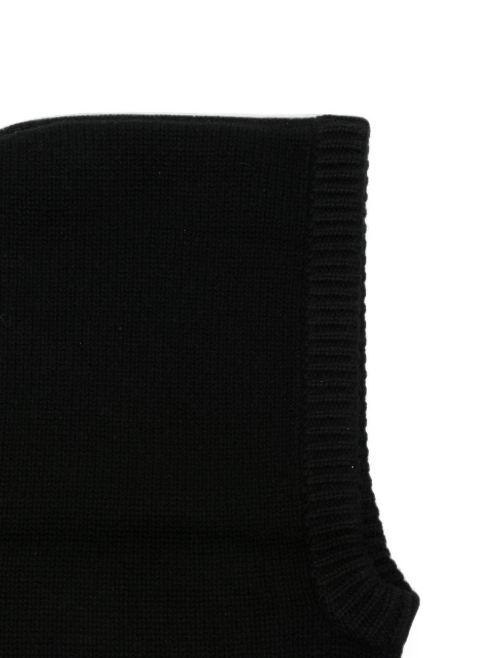 Soft Goat Cashmere Ribbed-Knit Balaclava — Black, view 2