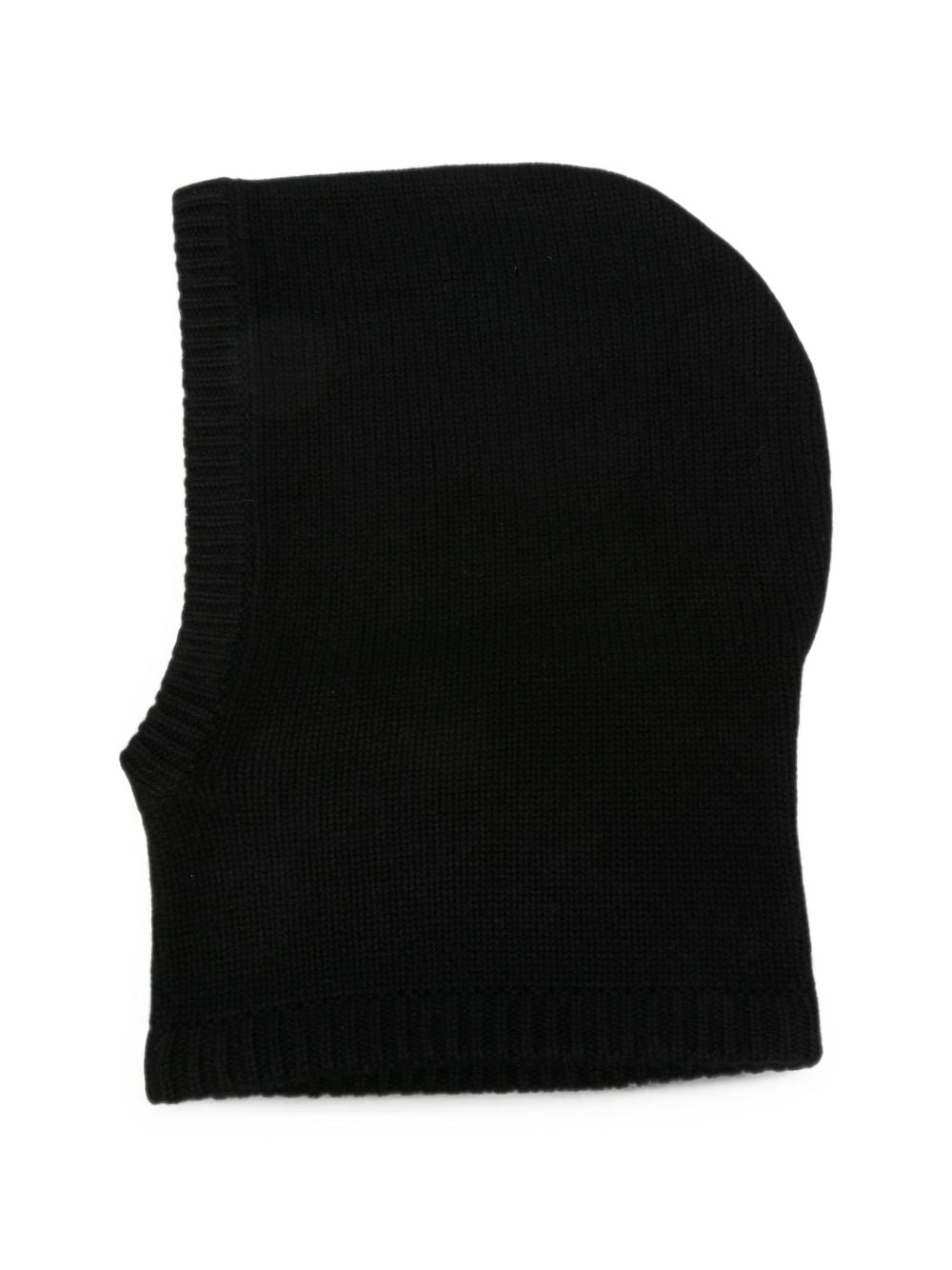 Soft Goat Cashmere Ribbed-Knit Balaclava — Black, view 3