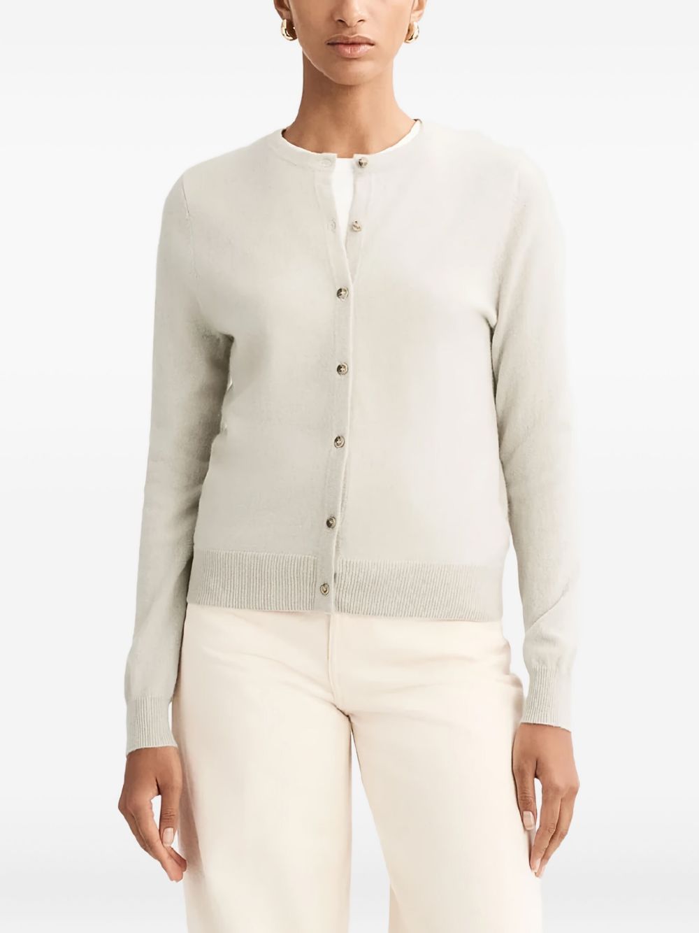 Soft Goat Cashmere Cardigan — Beige, view 2