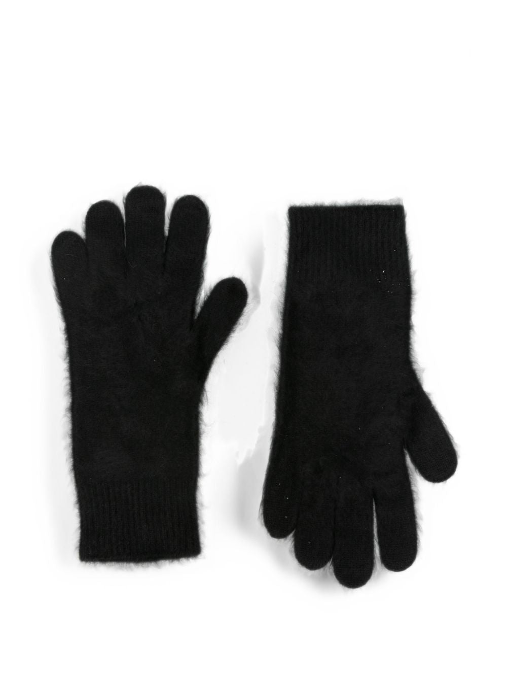 Soft Goat Fine Knit Brushed Gloves — Black, view 2