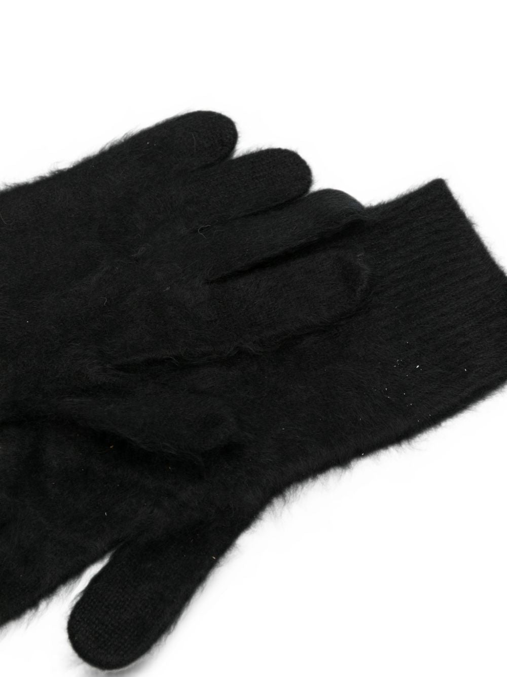 Soft Goat Fine Knit Brushed Gloves — Black, view 3